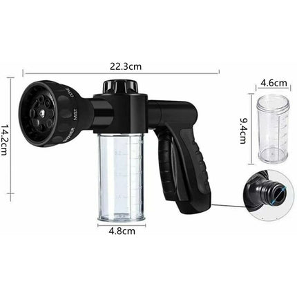 With 8 Watering Modes Garden Foam Sprayer Garden Hose Nozzle Soap Dispenser Gun For Car Washing, Plant Watering And Pet.