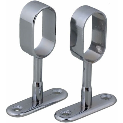 2 pcs 16Mm Silver Plated Zinc Alloy Oval Wardrobe Brackets.