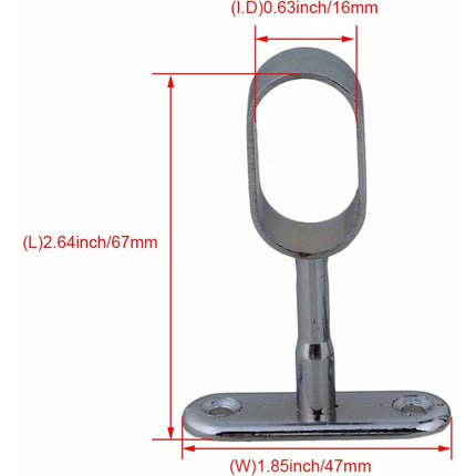 2 pcs 16Mm Silver Plated Zinc Alloy Oval Wardrobe Brackets.