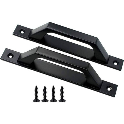 19.6Cm Wooden Handle Barn Door Pull Sliding Door Handle Carbon Steel (D Black).