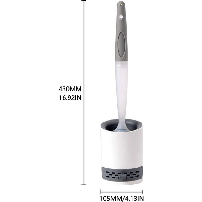 Silicone Toilet Brush With Soap Dispenser, Wall Mounted/Standing No Drilling Cleaning Brush With Holder For Bathroom.