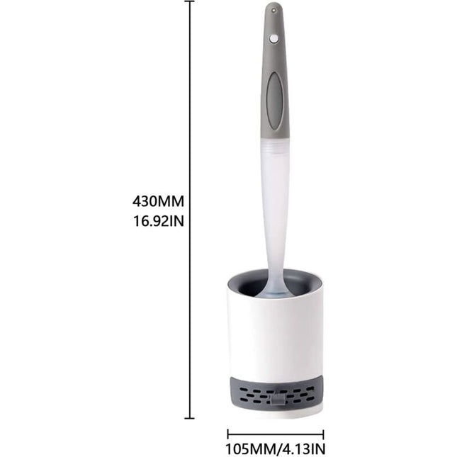 Silicone Toilet Brush With Soap Dispenser, Wall Mounted/Standing No Drilling Cleaning Brush With Holder For Bathroom.