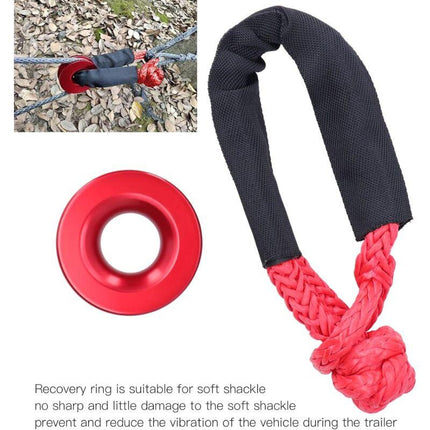 Recovery Ring Set, Safe Synthetic Soft Shackle ROpe High Strength Anti-Rust For Atv For Truck For Car(Red).