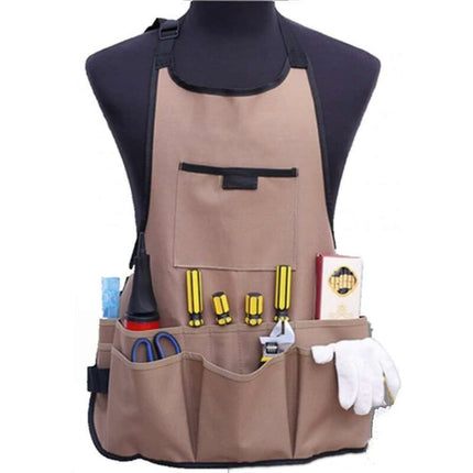 Women'S Gardening Apron With 14 Pockets 600D Oxford Work Apron Adjustable Protective Apron For Gardening Tools (Brown).
