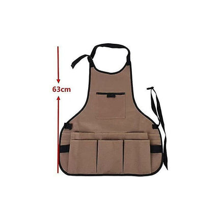 Women'S Gardening Apron With 14 Pockets 600D Oxford Work Apron Adjustable Protective Apron For Gardening Tools (Brown).