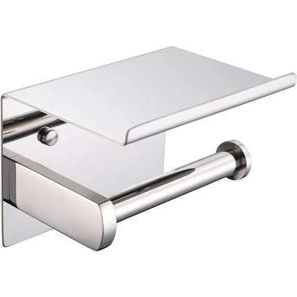 Toilet Paper Holder, Sus 304 Stainless Steel, Polished Chrome, Modern Toilet Paper Holder With Phone Shelf, Bathroom.
