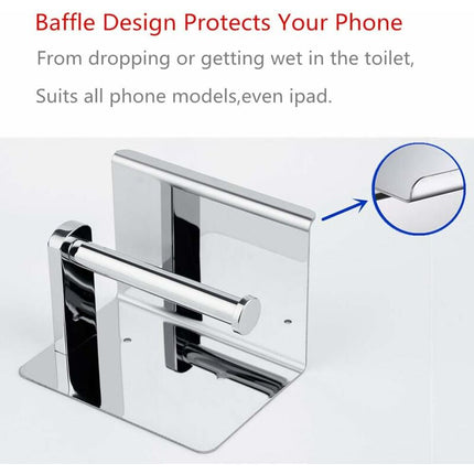 Toilet Paper Holder, Sus 304 Stainless Steel, Polished Chrome, Modern Toilet Paper Holder With Phone Shelf, Bathroom.