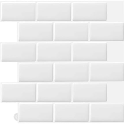 10 pcs White 3D Wall Tile Sticker Kitchen Bathroom (30.5X 30.5Cm).