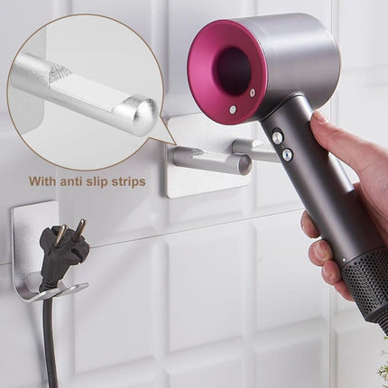 Universal Hair Dryer Holder Stainless Steel No Drilling Wall Mount Hair Dryer Holder Stick-On Holder Universal Holder.