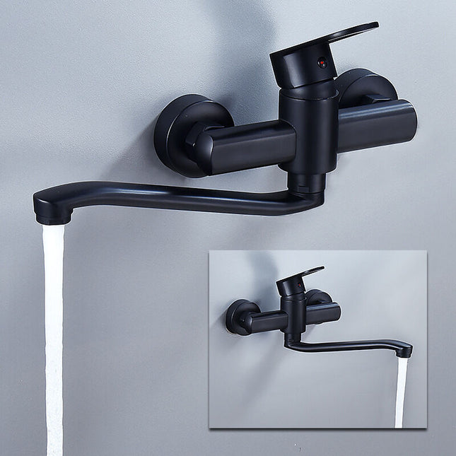 Single Handle Kitchen Faucet Wall Mounted High Quality Brass Body Black Projection 200Mm（G1/2）.