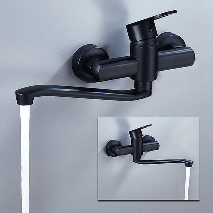 Single Handle Kitchen Faucet Wall Mounted High Quality Brass Body Black Projection 200Mm（G1/2）.