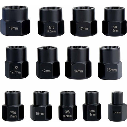 Socket Sets, Nut Extractor, DAmaged Bolt Extractor Socket (13 pcs).