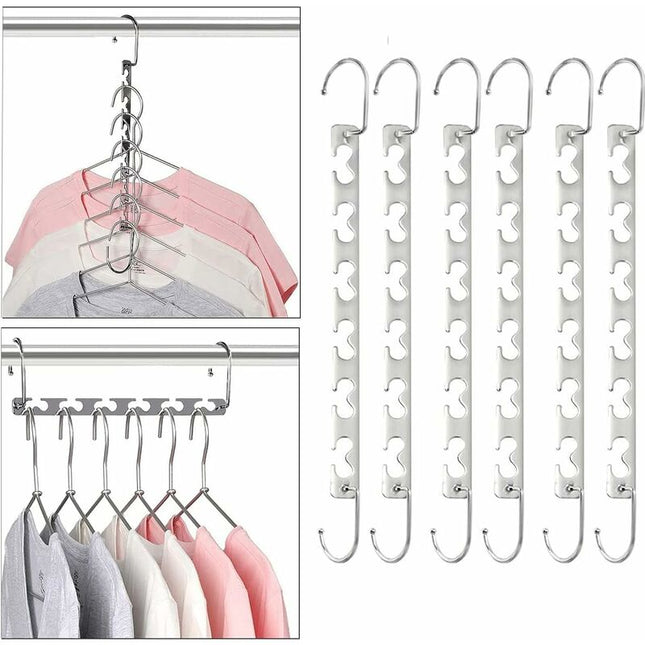 Space Saving Hangers, Magic Metal Hangers Stainless Steel Non-Slip, Multifunctional Space Saving Hanger Organizer In.