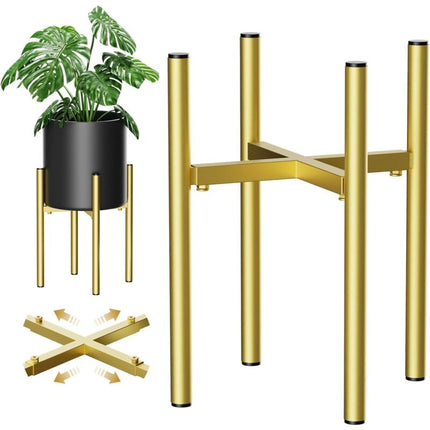 Plant Stand, Simple Style Metal Plant Shelf, Indoor And Outdoor Flower Pot Holder Adjustable Width For 20-30Cm Pots.