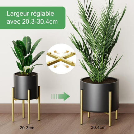Plant Stand, Simple Style Metal Plant Shelf, Indoor And Outdoor Flower Pot Holder Adjustable Width For 20-30Cm Pots.
