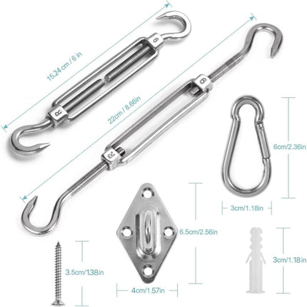 M6 Shade Sail Fixing Kit, Stainless Steel Sun Shade Sail Fixing Kit For Triangle And Square, Rectangle, Sun Shade Sail.
