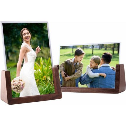 6 Inch Photo Frames 2 pcs Set, Wooden And Acrylic Glass Picture Frame For Tabletop Home Decor.