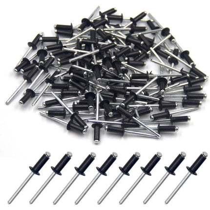 100 pcs 4.8 X 12Mm Aluminum Blind Rivets, Open End Rivets, Pop Rivets, Pack Of 100 (Black).