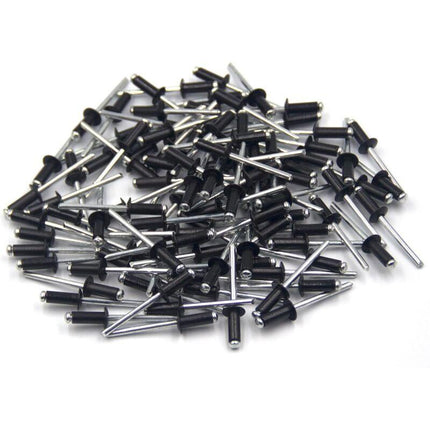 100 pcs 4.8 X 12Mm Aluminum Blind Rivets, Open End Rivets, Pop Rivets, Pack Of 100 (Black).