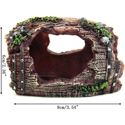 Resin Fish Tank Non-Toxic Ornament Broken Barrel Cave Landscaping Decoration.