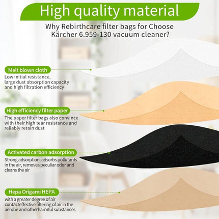 Vacuum Cleaner Bags, 20 Pack Upright Vacuum Cleaner Bags, Paper Filter Bags, For Karcher 6.959-130.0.