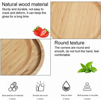 2 Piece Bamboo Saucers 20Cm ROund Bamboo Tray Bamboo Plant Saucer ROund Serving Tray Wooden Flower Pot Saucer For Cups,.