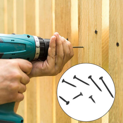 220 pcs Self Tapping Wood Screws, Black Cross Flat Head Self Drilling Screw, Metal Screws For Drywall Furniture - M3.5.