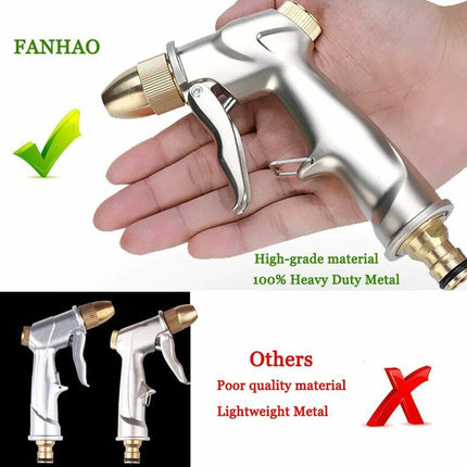 Garden Hose Spray Gun With Full Brass Nozzle, 100% Metal Heavy Duty Water Gun, High Pressure Spray Nozzle For Watering.