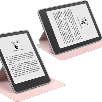 360° Rotating & Detachable Magnetic Case for 6.8" Kindle Paperwhite 11th Generation (2021)  – Auto Wake/Sleep, Hands-Free Stand, Clear Back Cover(pink).