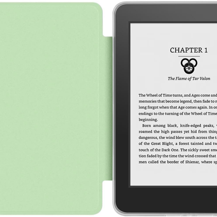 360° Rotating & Detachable Magnetic Case for 6.8" Kindle Paperwhite 11th Generation (2021)  – Auto Wake/Sleep, Hands-Free Stand, Clear Back Cover (Light green).