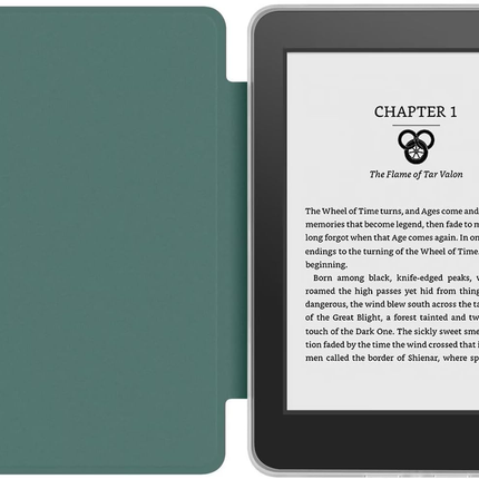 360° Rotating & Detachable Magnetic Case for 7" Kindle Paperwhite 12th Generation (2024)  – Auto Wake/Sleep, Hands-Free Stand, Clear Back Cover (Dark Green).