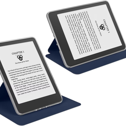 360° Rotating & Detachable Magnetic Case for 7" Kindle Paperwhite 12th Generation (2024)  – Auto Wake/Sleep, Hands-Free Stand, Clear Back Cover (Dark Blue).
