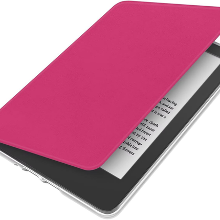 360° Rotating & Detachable Magnetic Case for 7" Kindle Paperwhite 12th Generation (2024)  – Auto Wake/Sleep, Hands-Free Stand, Clear Back Cover (Rose Red).
