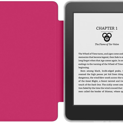 360° Rotating & Detachable Magnetic Case for 7" Kindle Paperwhite 12th Generation (2024)  – Auto Wake/Sleep, Hands-Free Stand, Clear Back Cover (Rose Red).