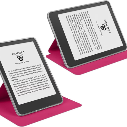 360° Rotating & Detachable Magnetic Case for 7" Kindle Paperwhite 12th Generation (2024)  – Auto Wake/Sleep, Hands-Free Stand, Clear Back Cover (Rose Red).