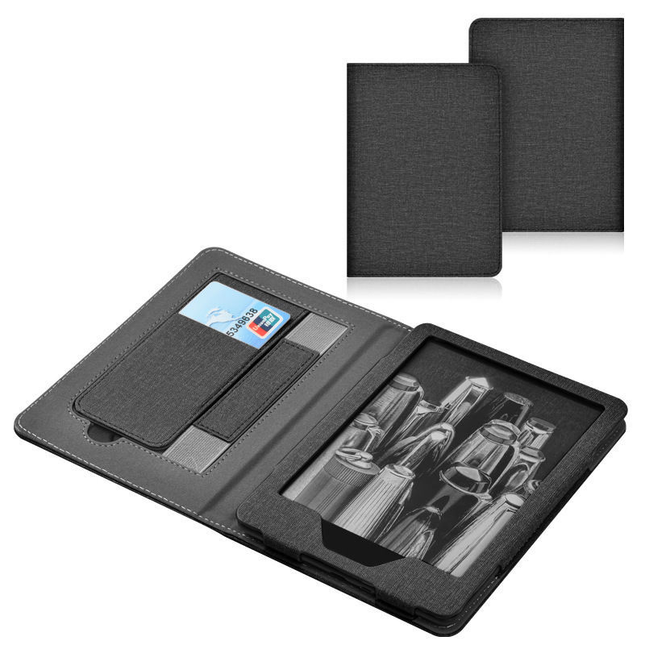 Lainergie Case for Kindle Paperwhite 7"/6.8" (12th/11th Gen, 2024/2021) , Slim PU Shell Cover with Stand, Hand Strap, Auto-Wake/Sleep Feature Not for TCL, Black.