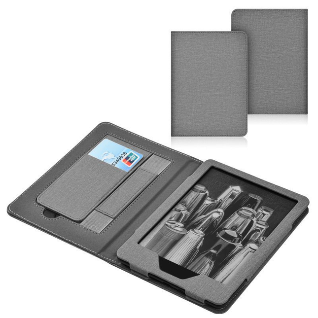 Lainergie Case for Kindle Paperwhite 7"/6.8" (12th/11th Gen, 2024/2021) , Slim PU Shell Cover with Stand, Hand Strap, Auto-Wake/Sleep Feature Not for TCL, Gray.