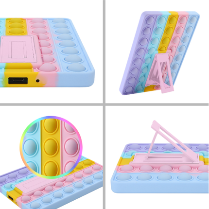 Pop It Fidget Case for Kindle Paperwhite 5 (6.8") - Rainbow Silicone Protective Cover with Stand，Multicolored.
