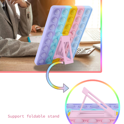 Pop It Fidget Case for Kindle Paperwhite 5 (6.8") - Rainbow Silicone Protective Cover with Stand，Multicolored.