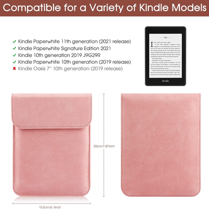 Universal Sleeve Case for 6"，6.8", Kindle Paperwhite/Colorsoft/Signature Edition 2024-2012 Sleeve Bag Pouch Cover for 6-6.8'' Kobo/Tolino/Pocketbook 6-inch ebook Reader,Pink.