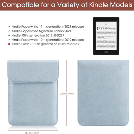 Universal Sleeve Case for 6"，6.8", Kindle Paperwhite/Colorsoft/Signature Edition 2024-2012 Sleeve Bag Pouch Cover for 6-6.8'' Kobo/Tolino/Pocketbook 6-inch ebook Reader,Blue.