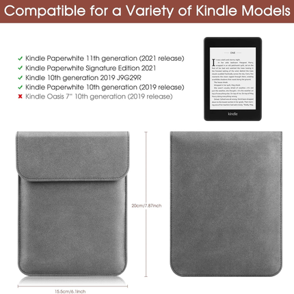 Universal Sleeve Case for 6"，6.8", Kindle Paperwhite/Colorsoft/Signature Edition 2024-2012 Sleeve Bag Pouch Cover for 6-6.8'' Kobo/Tolino/Pocketbook 6-inch ebook Reader,Dark Gray.