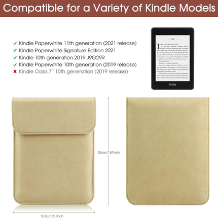 Universal Sleeve Case for 6"，6.8", Kindle Paperwhite/Colorsoft/Signature Edition 2024-2012 Sleeve Bag Pouch Cover for 6-6.8'' Kobo/Tolino/Pocketbook 6-inch ebook Reader,Khaki.