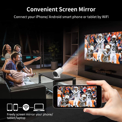 HY300PRO Mini Projector with WiFi and Bluetooth, Portable Projector 720p Support, Auto Keystone, 180 Degree Rotation, Smart Proyector for Home Outdoor.