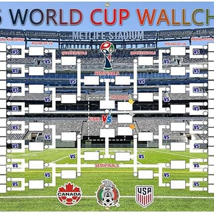 2-in-1 Polyester fabric 2026 Soccer World Cup Poster, 56 * 35 Inch Large Functional Schedule & 48-Team Showcase, Ideal Gifts for Soccer Fans (Style 01).