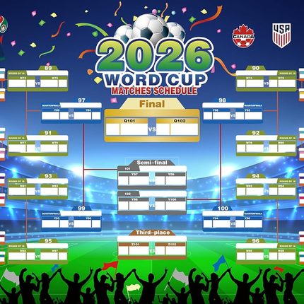 2026 World Cup Wall Chart Poster - 48 Team Tournament Schedule Tracker on Premium Waterproof Oxford Fabric (31.5" x 23.6") - Ultimate Soccer Gift for Fans (2026 World Cup Schedule Calendar-A).