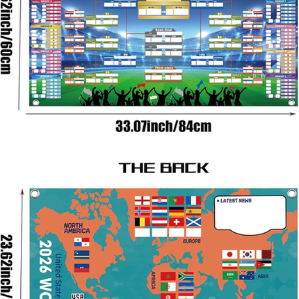 2026 World Cup Wall Chart Poster - 48 Team Tournament Schedule Tracker on Premium Waterproof Oxford Fabric (31.5" x 23.6") - Ultimate Soccer Gift for Fans (2026 World Cup Schedule Calendar-A).