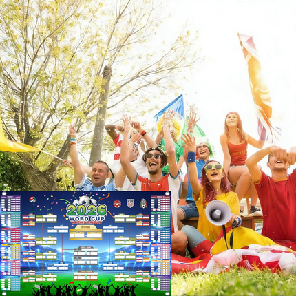 2026 World Cup Wall Chart Poster - 48 Team Tournament Schedule Tracker on Premium Waterproof Oxford Fabric (31.5" x 23.6") - Ultimate Soccer Gift for Fans (2026 World Cup Schedule Calendar-A).