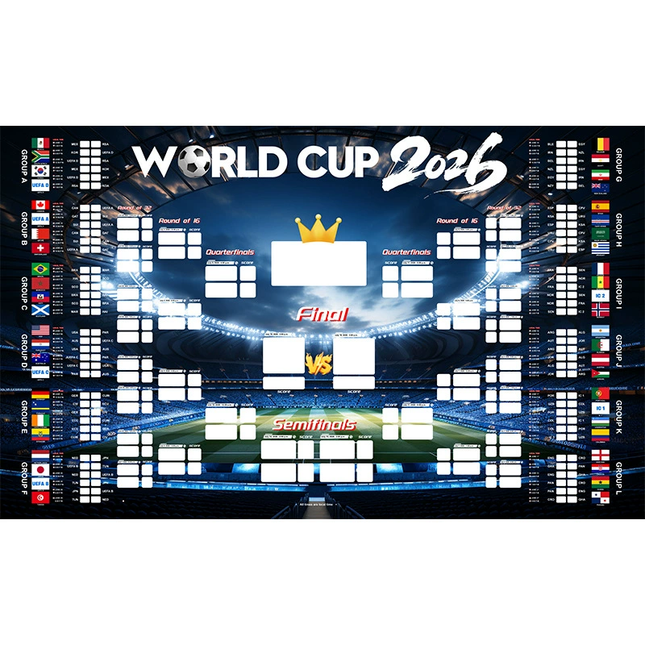 2026 World Cup Wall Chart Poster - 48 Team Tournament Schedule Tracker on Premium Waterproof Oxford Fabric (31.5" x 23.6") - Ultimate Soccer Gift for Fans (2026 World Cup Schedule Calendar-B).