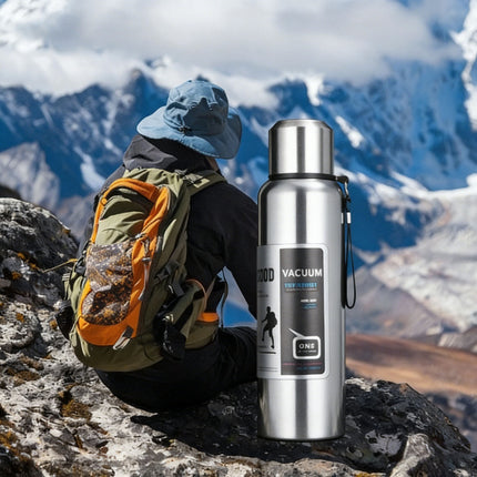 Antibacterial 316 Stainless Steel Vacuum Flask 600ml | Tea Infuser & Insulated Bottle for Hot/Cold Drinks (Bright silver).